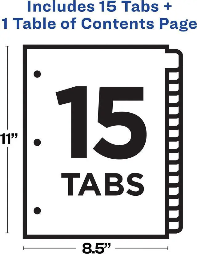 Alt view image 13 of 20 - Avery Ready Index Table of Contents Dividers Multicolor Tabs 1-15 Letter 11845