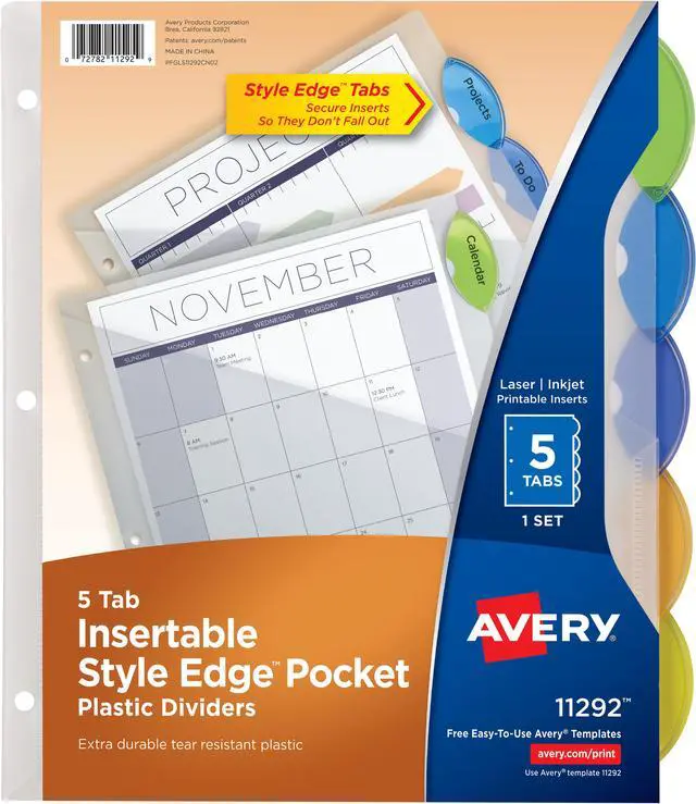 Alt view image 10 of 17 - Avery Style Edge Insertable Dividers with Pocket Multicolor 5-Tab 11 1/4 x 9 1/4
