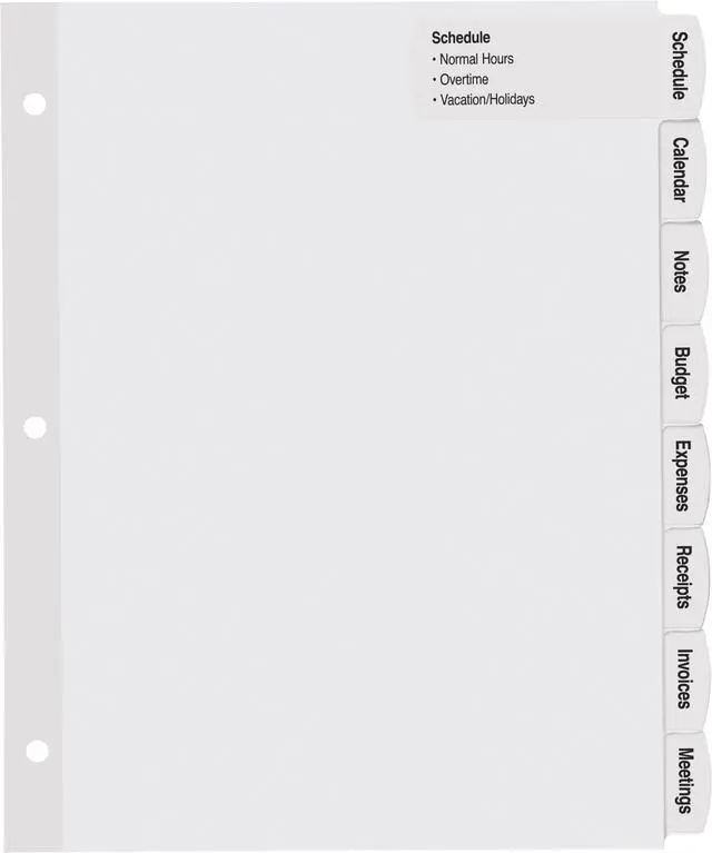 Alt view image 4 of 14 - Avery AVE14439 Easy Peel Label Tab Divider, 8 Tab White - Pack of 6