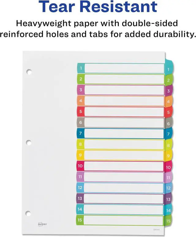 Alt view image 14 of 20 - Avery Ready Index Table of Contents Dividers Multicolor Tabs 1-15 Letter 11845