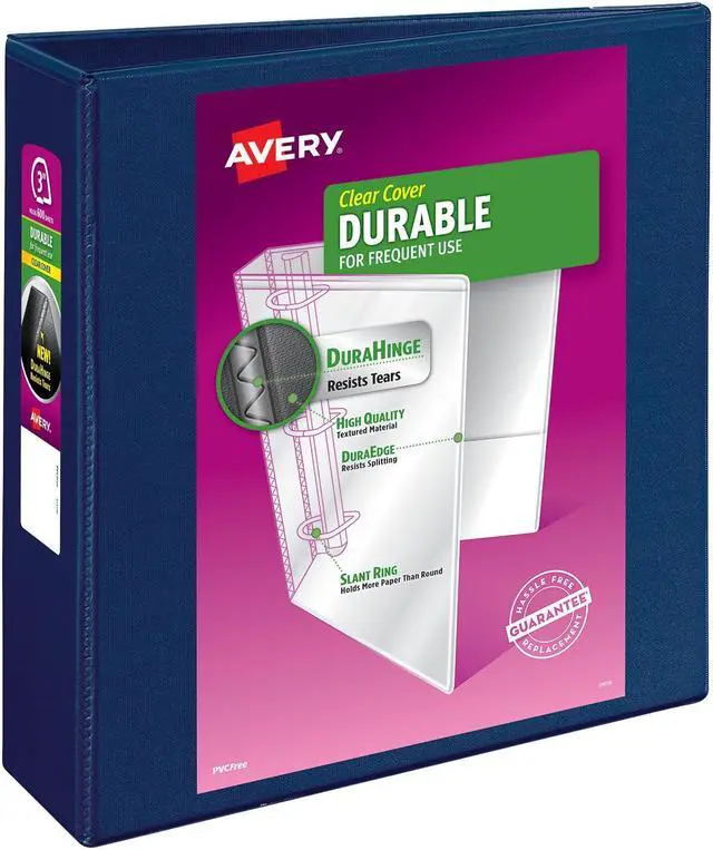 Alt view image 12 of 20 - Avery Durable View Binder w/Slant Rings 11 x 8 1/2 3" Cap Blue 17044