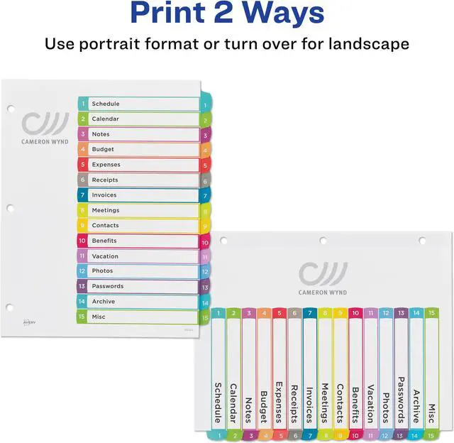 Alt view image 12 of 20 - Avery Ready Index Table of Contents Dividers Multicolor Tabs 1-15 Letter 11845