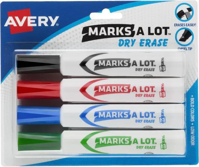 Alt view image 9 of 20 - Avery Marker,Dry Erase,4/Set 24409