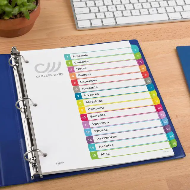 Alt view image 15 of 20 - Avery Ready Index Table of Contents Dividers Multicolor Tabs 1-15 Letter 11845