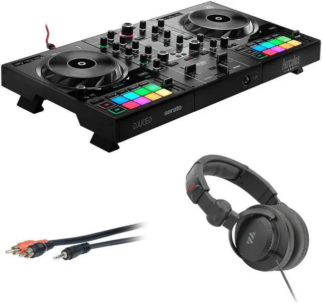 Main image of Hercules DJControl Inpulse 500 DJ Software Controller with Polsen HPC-A30-MK2 Monitor Headphones & Mini to 6' RCA Cable Bundle