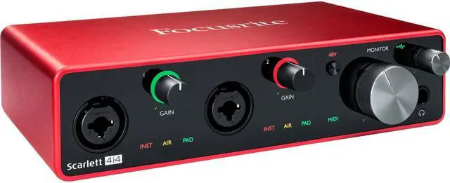 Alt view image 2 of 7 - Focusrite Scarlett 4i4 USB Audio/MIDI Interface (3rd Gen) Bundle with 4x XLR-XLR Cable