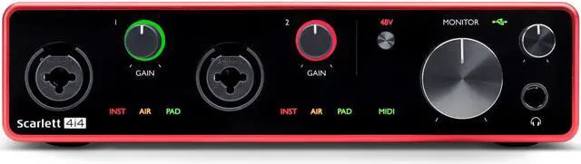Alt view image 3 of 7 - Focusrite Scarlett 4i4 USB Audio/MIDI Interface (3rd Gen) Bundle with 4x XLR-XLR Cable