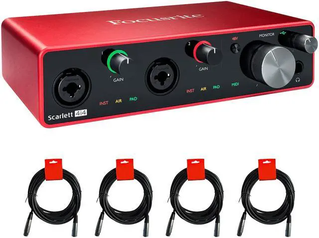 Main image of Focusrite Scarlett 4i4 USB Audio/MIDI Interface (3rd Gen) Bundle with 4x XLR-XLR Cable