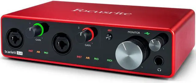 Alt view image 5 of 7 - Focusrite Scarlett 4i4 USB Audio/MIDI Interface (3rd Gen) Bundle with 4x XLR-XLR Cable