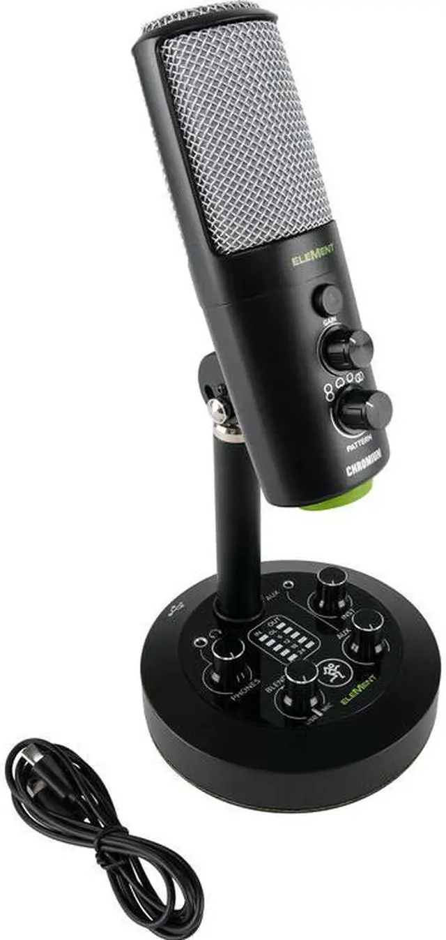 Alt view image 2 of 20 - Mackie EleMent Series Chromium Premium USB Condenser Microphone with Built-in 2-Channel Mixer