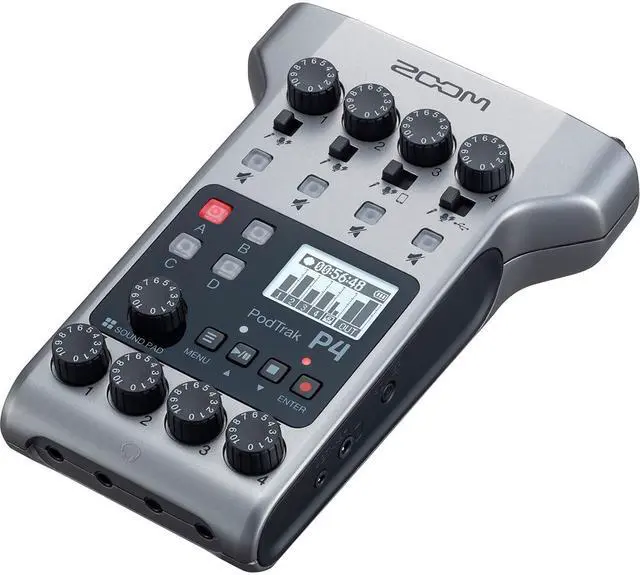 Alt view image 4 of 7 - Zoom PodTrak P4 Portable Multitrack Podcast Recorder Bundle with Zoom ZDM-1 Podcast Pack