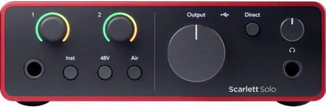 Alt view image 4 of 7 - Focusrite Scarlett Solo USB-C Audio Interface (4th Gen) Bundle with Polsen HPC-A30 Studio Monitor Headphones, Pop Filter and XLR- XLR Cable