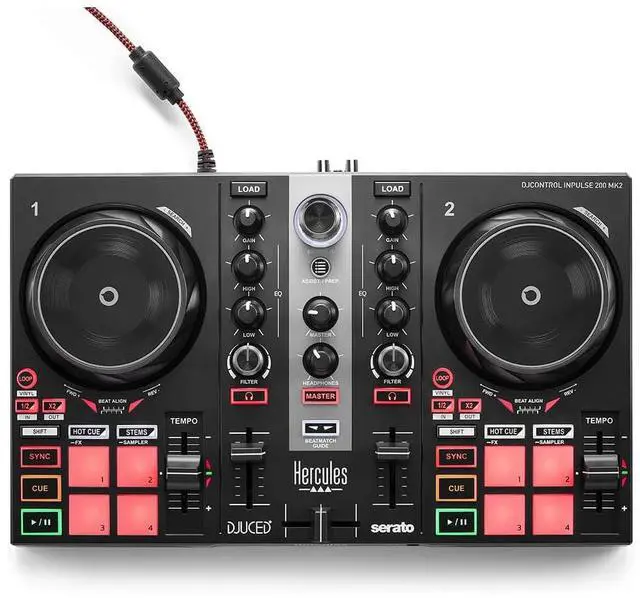 Alt view image 2 of 7 - Hercules DJControl Inpulse 200 MK2 - Compact DJ Controller Bundle with Hercules HDP DJ45 Closed-Back, Over-Ear DJ Headphones
