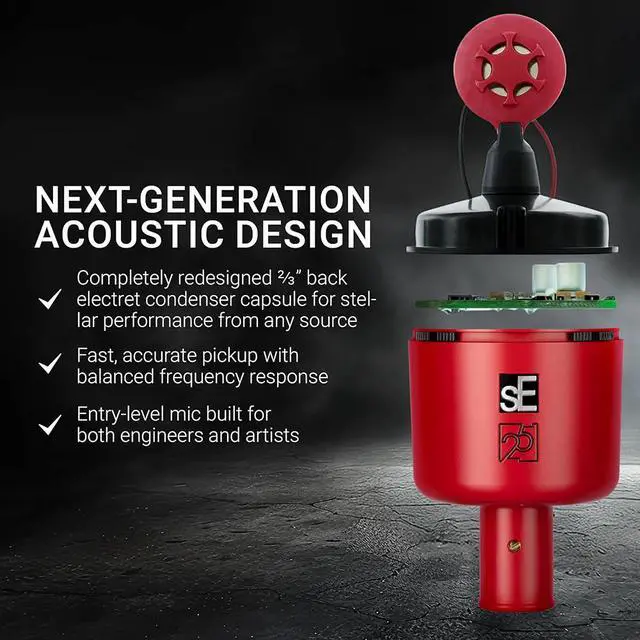 Alt view image 3 of 7 - sE Electronics X1 Series Cardioid Condenser Microphone/Clip/Red/Black Grille-Limited Anniversary Edition