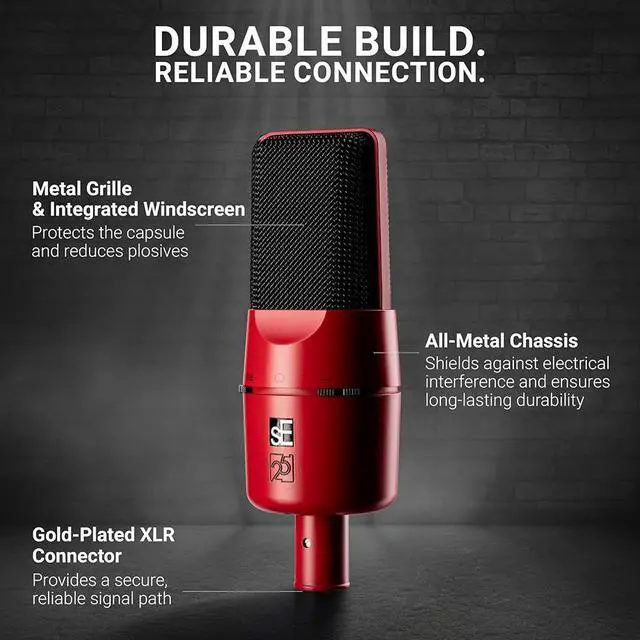 Alt view image 7 of 7 - sE Electronics X1 Series Cardioid Condenser Microphone/Clip/Red/Black Grille-Limited Anniversary Edition
