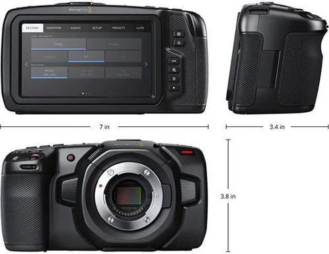 Alt view image 5 of 7 - Blackmagic Design Pocket Cinema Camera 4K with Core SWX Powerbase Edge Battery & Screen Cleaning Wipes (5-Pack) Bundle