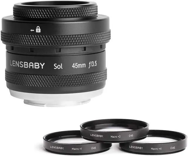 Main image of Lensbaby Sol 45mm f/3.5 Lens for Fuji X Cameras with Lensbaby 46mm Macro Filters Bundle