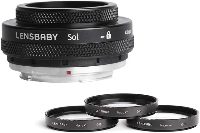 Main image of Lensbaby Sol 45mm f/3.5 Lens for Nikon F Cameras with Lensbaby 46mm Macro Filters Bundle