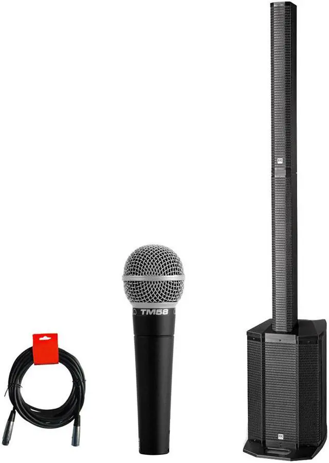 Main image of HK AUDIO Polar 10 4-Channel Powered 2000-Watt Column Bluetooth PA System with Superlux TM58 Vocal Mic & XLR Cable Bundle