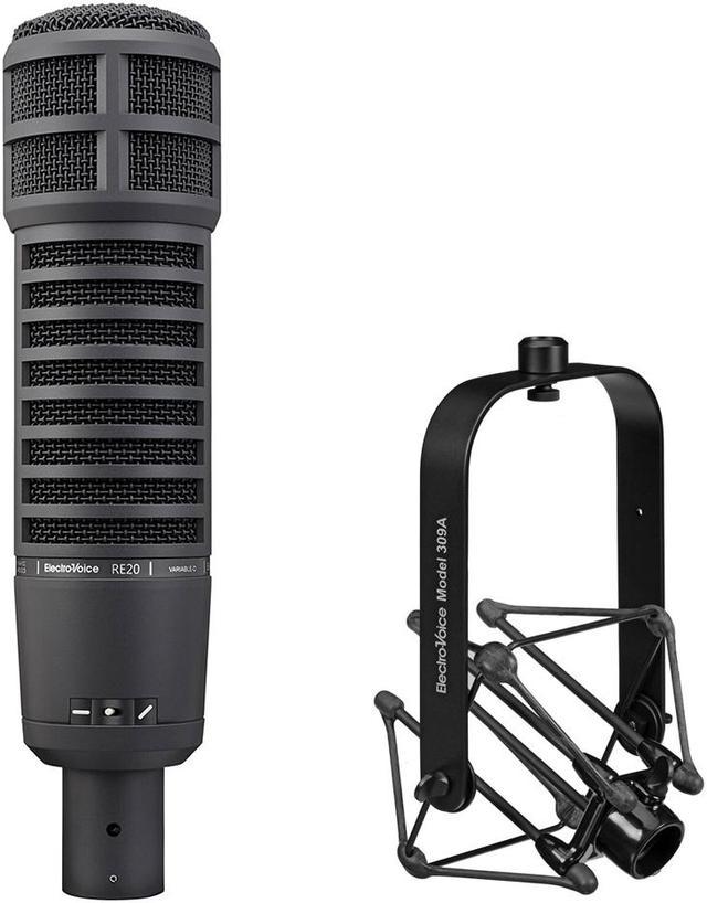 Electro-Voice RE20 Broadcast Announcer Microphone (Black) Bundle with  Electro-Voice 309A Mic Shockmount