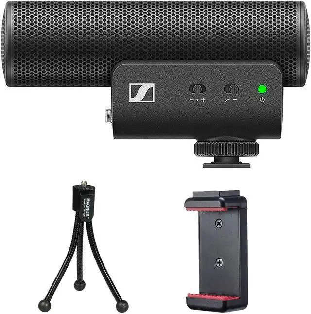 Main image of Sennheiser MKE 400 Camera-Mount Shotgun Microphone (2nd Generation) Bundle with Compact Tabletop Tripod and Smartphone Tripod Mount
