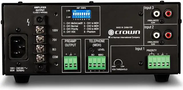 Alt view image 4 of 5 - Crown Audio 135MA 3 x 1 35W Commercial Mixer/Amplifier Bundle with 2x Bogen Communications Ceiling Speaker Assembly (White)