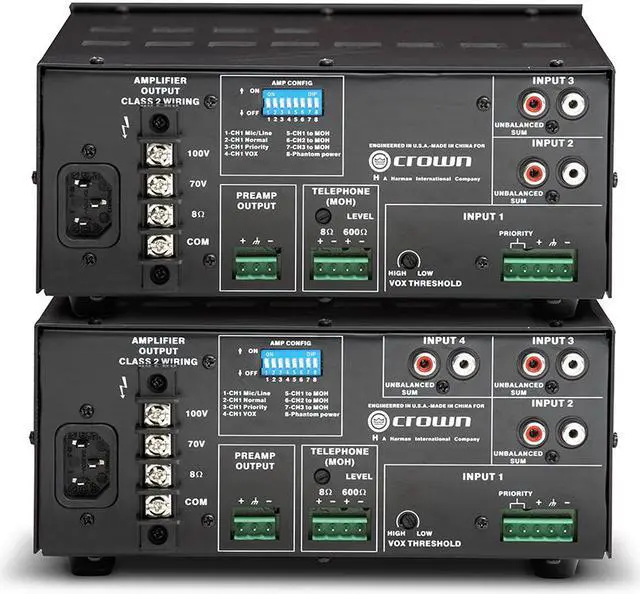 Alt view image 5 of 5 - Crown Audio 135MA 3 x 1 35W Commercial Mixer/Amplifier Bundle with 2x Bogen Communications Ceiling Speaker Assembly (White)