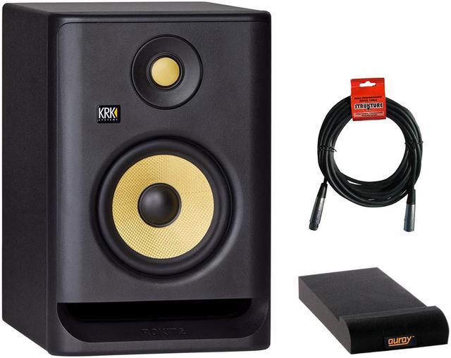 KRK ROKIT 5 G4 5 2-Way Active Studio Monitor with Isolation Pad (Small) &  XLR Cable Bundle 