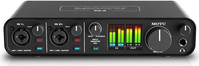 Alt view image 2 of 7 - Motu M4 4x4 USB Audio Interface with MXL 770 Cardioid Microphone (Black), HPC-A30 Studio Monitor Headphones & XLR Cable Bundle