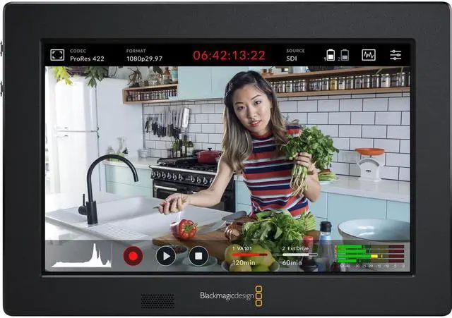 Alt view image 2 of 5 - Blackmagic Design Video Assist 3G SDI/HDMI 7" Recorder Monitor Bundle with Lithium-Ion Battery Pack, AC/DC Charger, and 6' HDMI Cable