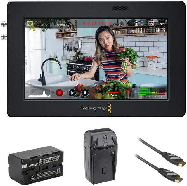 Main image of Blackmagic Design Video Assist 3G SDI/HDMI 7" Recorder Monitor Bundle with Lithium-Ion Battery Pack, AC/DC Charger, and 6' HDMI Cable