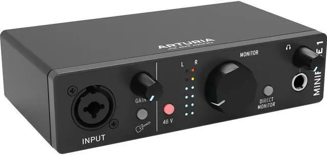 Alt view image 2 of 5 - Arturia MiniFuse 1 Portable Solo USB Type-C Audio Interface (Black) Bundle with Studio Pro Monitor Headphones and XLR-XLR Cable