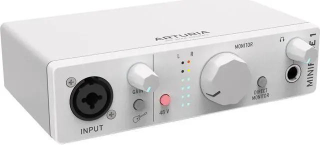 Alt view image 2 of 5 - Arturia MiniFuse 1 Portable USB Type-C Audio Interface (White) with Studio Pro Monitor Headphones and XLR-XLR Cable