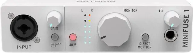 Alt view image 3 of 5 - Arturia MiniFuse 1 Portable USB Type-C Audio Interface (White) with Studio Pro Monitor Headphones and XLR-XLR Cable