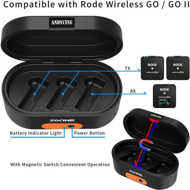 Alt view image 2 of 6 - Wireless Charging Case Compatible for Rode Microphones Wireless GO 2 & Rode Microphones Wireless GO