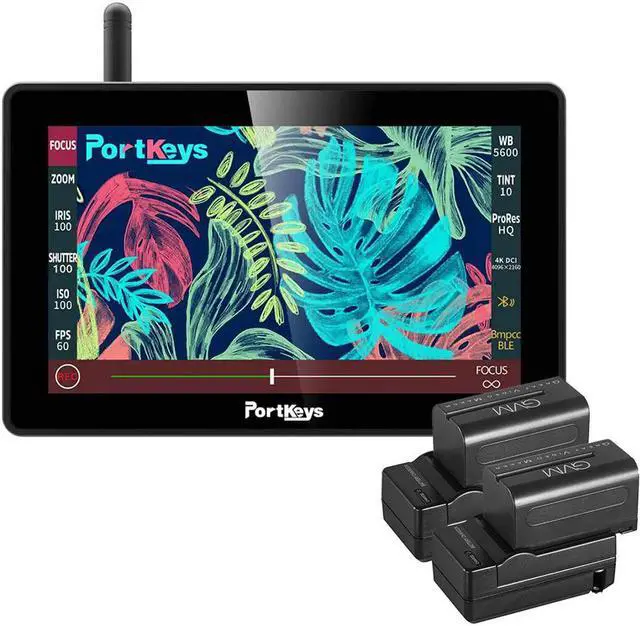 Main image of PORTKEYS BM5WR 5.5" HDMI Touchscreen Monitor with Camera Control Bundle with 2-Set of GVM NP-F750 4400mAh Batteries with Chargers