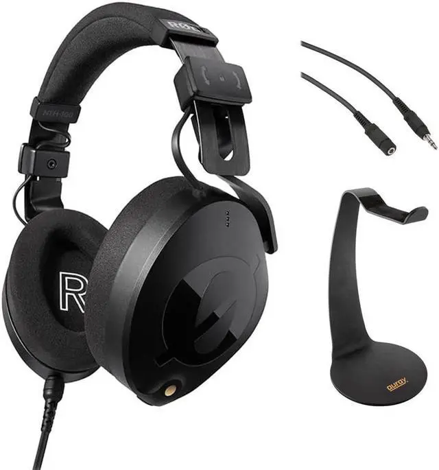 Main image of Rode NTH-100 Professional Closed-Back Over-Ear Headphones (Black) Bundle with Auray HPDS-B Headphone Stand and 3.5mm Stereo Extension Cable