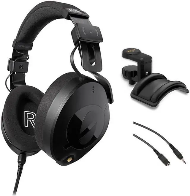 Main image of Rode NTH-100 Professional Closed-Back Over-Ear Headphones (Black) Bundle with Auray Headphones Holder with Padded Cradle and 3.5mm Stereo Extension Cable