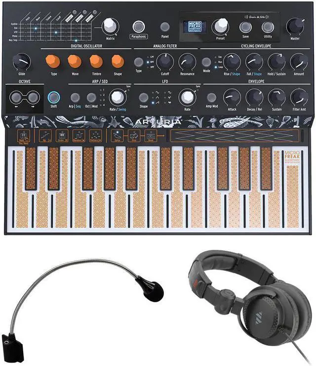 Main image of Arturia MicroFreak Vocoder Hybrid Analog/Digital Synthesizer with Advanced Digital Oscillators (Black) Bundle with Arturia MicroFreak Gooseneck Mic and Polsen Studio Monitor Headphones