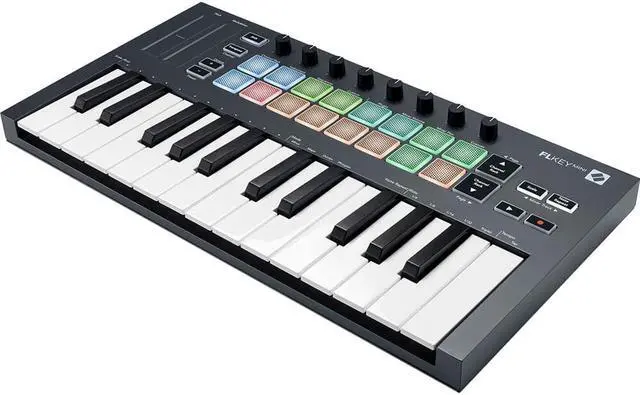 Alt view image 4 of 7 - Novation FLkey Mini USB MIDI Keyboard Controller for FL Studio (25-Mini Keys) Bundle with Auray FP-P1L Piano-Style Sustain Pedal, 10' MIDI Cable, and Medium Dust Cover