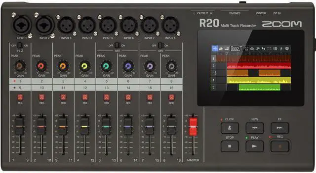 Alt view image 4 of 6 - Zoom R20 Portable Multitrack Recorder Bundle with AKG K240 Studio Pro Headphone and 16GB Memory Card