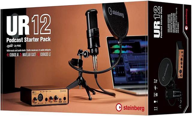 Steinberg UR12B PS Podcast Starter Pack with Mic, Mic Stand, and