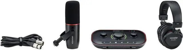 Alt view image 2 of 20 - Focusrite Vocaster Two Studio — Podcasting Interface for Recording Host & Guest, with Professional Quality Vocaster DM14v Dynamic Microphone & HP60v Headphones. Two Mic Inputs & Two Headphone Outputs