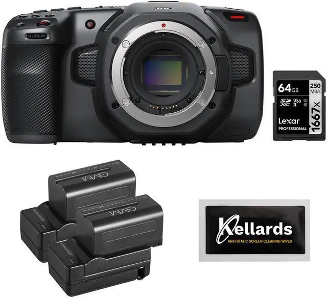 Main image of Blackmagic Design Pocket Cinema Camera 6K G2 Bundle with Lexar 64GB Pro SDXC Card and GVM NP-F750 4400mAh Batteries with Chargers