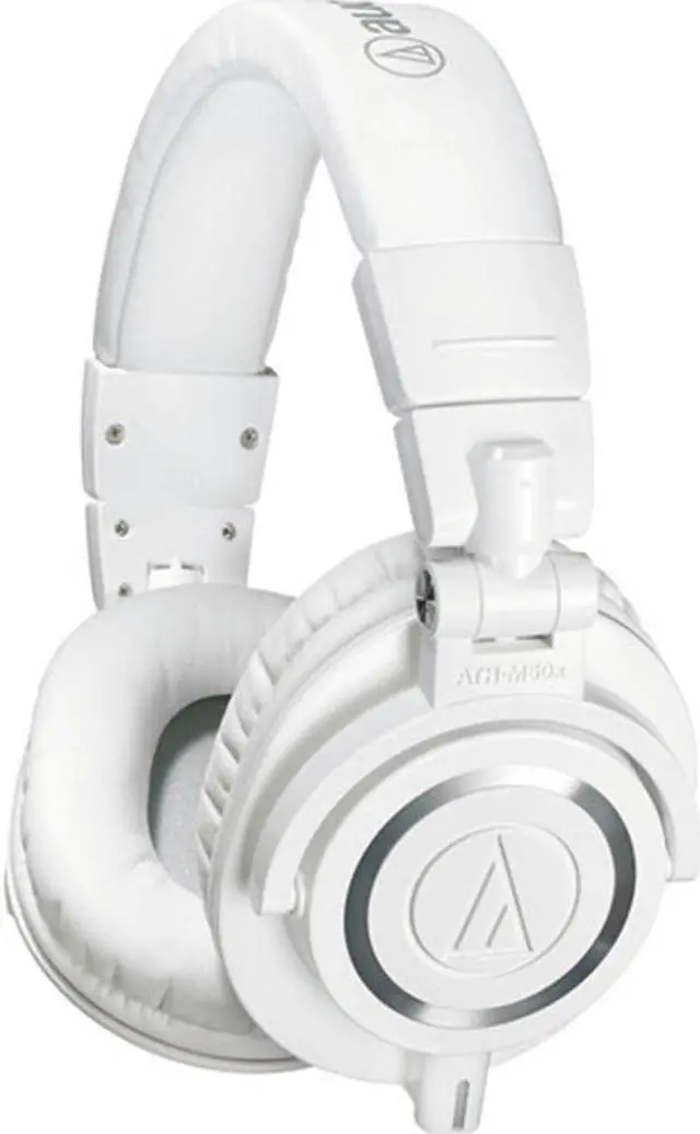 Alt view image 2 of 6 - Audio-Technica ATH-M50xWH Monitor Headphones (White) with Headphone Stand and Headphone Extension Cable 10'