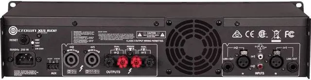 Alt view image 3 of 5 - Crown Audio XLS 1502 Two-channel Stereo Power 525W at 4 Ohm Amplifier with Fastener Straps & 2x XLR Cable Bundle