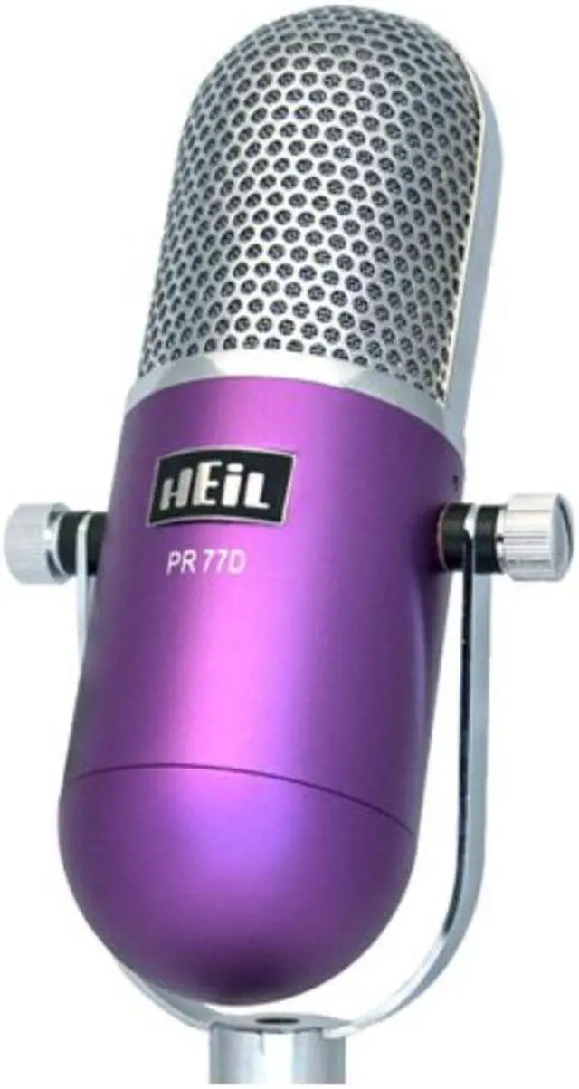 Alt view image 2 of 5 - Heil Sound PR 77D Large-Diaphragm Dynamic Microphone (Purple) with BAI-2X Two-Section Broadcast Arm with Internal Springs and Integrated XLR Cable