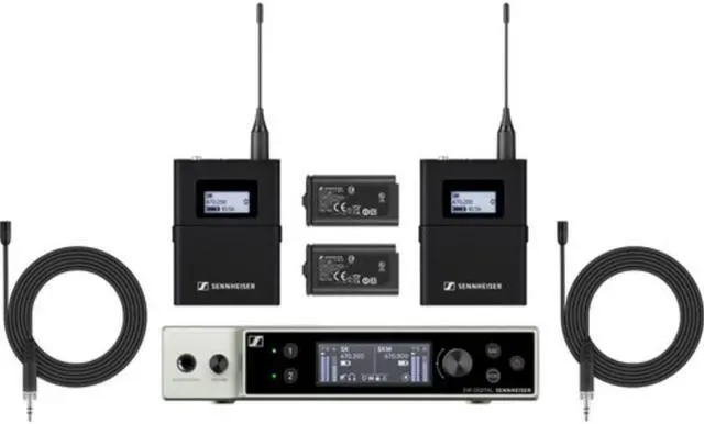 Main image of Sennheiser EW-DX MKE 2 SET Dual-Channel Digital Wireless System with Two Omni Lavalier Mics (Q1-9: 470 to 550 MHz)