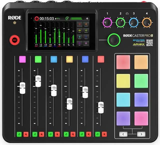 Alt view image 3 of 7 - Rode RODECaster Pro II Integrated Audio Production Studio Bundle with 2x Zoom ZDM-1 Podcast Mic Pack and 32GB microSDHC Memory Card