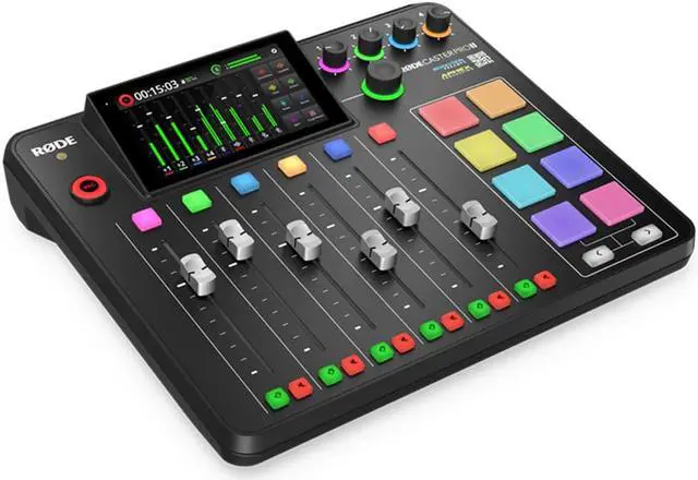 Alt view image 3 of 7 - Rode RODECaster Pro II Integrated Audio Production Studio Bundle with 4x Zoom ZDM-1 Podcast Mic Pack and 32GB microSDHC Memory Card